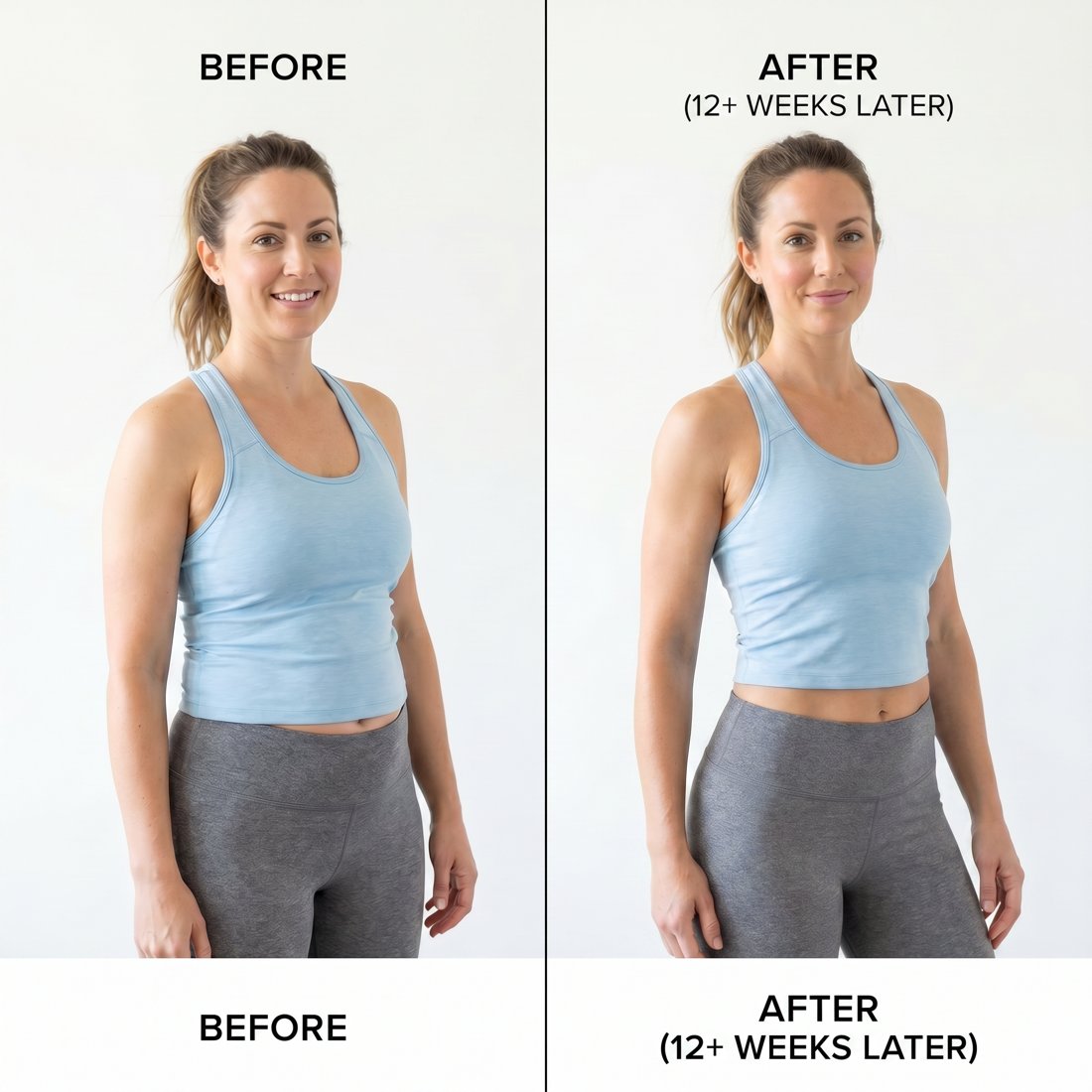 Rachel before and after, 12+ weeks on TrimFix Drops